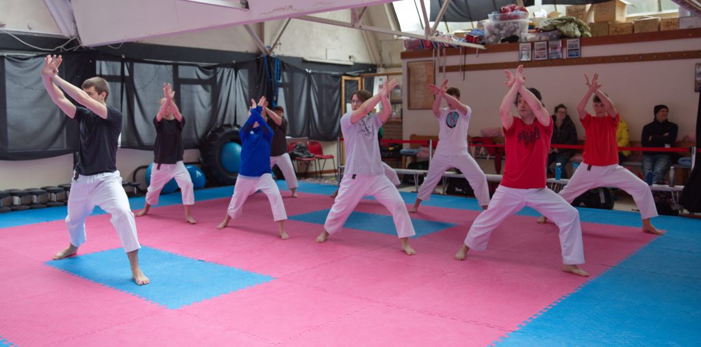 students practicing their kata 